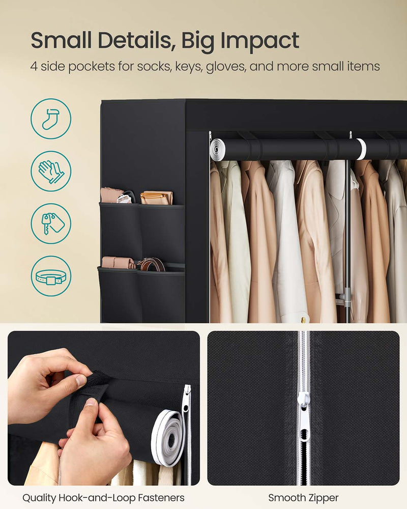 Close-up of the 4 side pockets holding socks, gloves and other small items