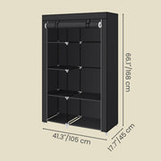 Dimensions diagram of portable wardrobe, 105 x 45 x 168 cm