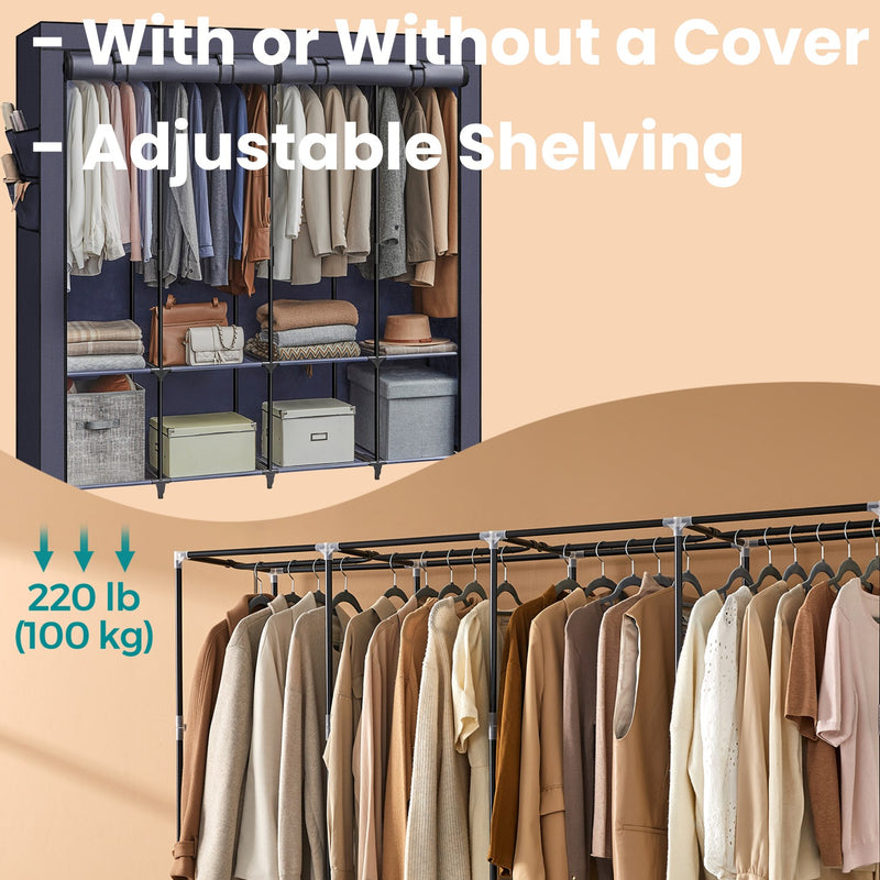 Studio shot of the portable wardrobe frame and fabric cover
