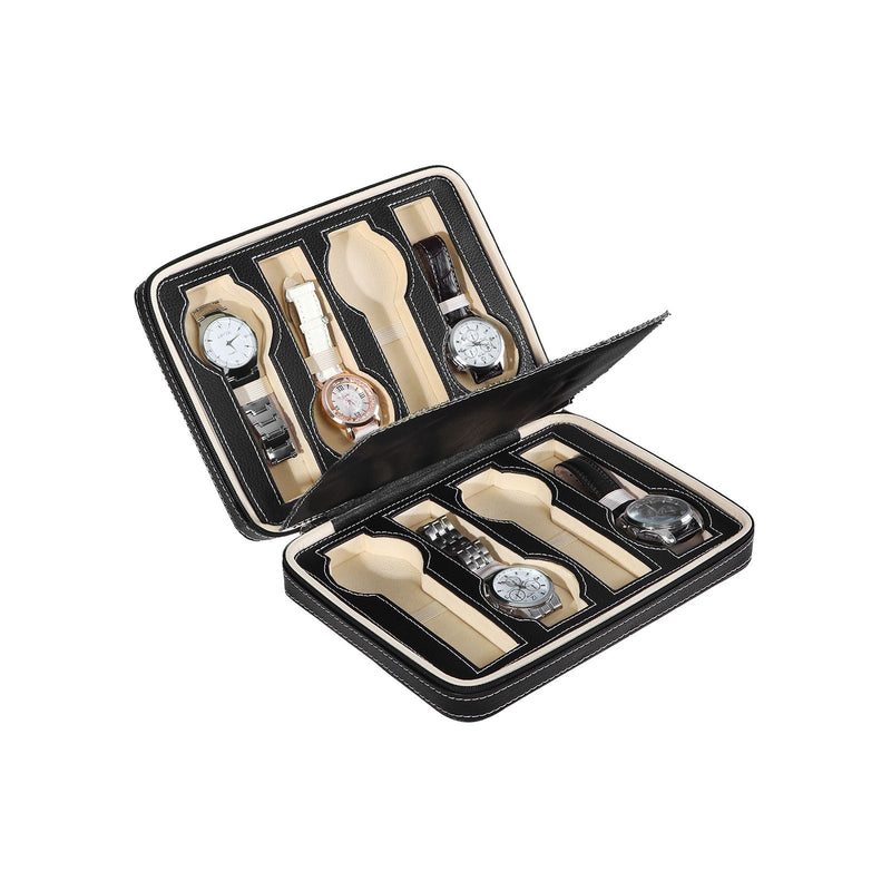 Songmics black portable watch travel case closed with zip