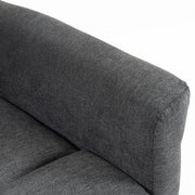 Close-up of the padded chenille armrest
