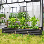 Raised Garden Bed 180 x 90cm Metal Planter Box Ideal for Vegetables and Herbs Grey AOSOM