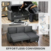 Three Seater Sofa Bed With Hidden Storage Ideal For Guest Rooms Or Lounges Charcoal Grey