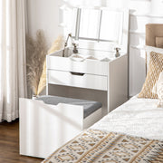 Dressing Table with Flip Up Mirror Drawer and Storage Stool for Bedroom or Lounge White