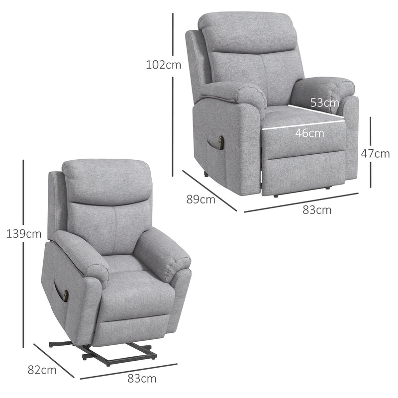 Electric Riser Recliner Armchair with Remote and Side Pockets for Elderly Comfort Grey