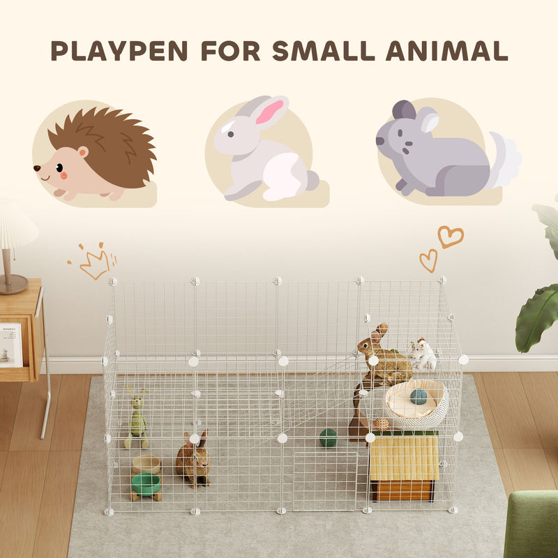 36 Panel Pet Playpen Metal Wire Fence for Small Animals Indoor and Outdoor Use White