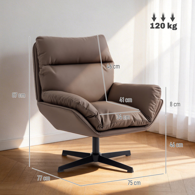 Cat Scratch Resistant Swivel Armchair with Thick Cushion for Relaxing at Home Dark Brown AOSOM
