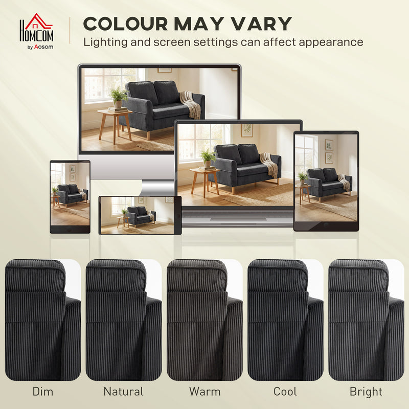 2 Seater Sofa for Everyday Relaxation with Thick Cushions and Soft Corduroy Dark Grey