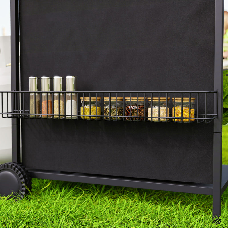 4 Plus 1 Burner Gas BBQ Grill with Thermometer Side Table and Wheels for Outdoor Cooking by Outsunny