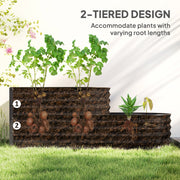 Two Tier Galvanised Steel Garden Planter Dark Grey by Outsunny