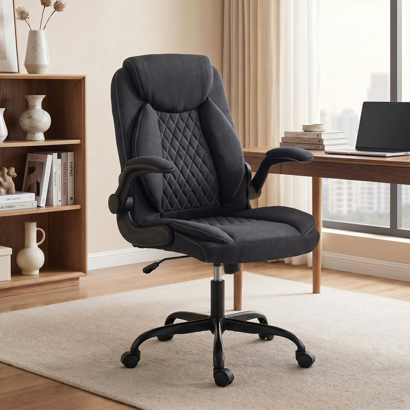 Office Chair with Flip Up Armrests for Space Saving Home Office Comfort