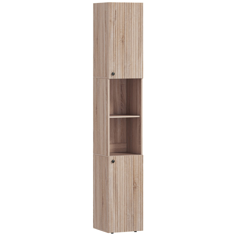 6 Tier Tall Bathroom Storage Cabinet with Shelves for Towels and Toiletries Natural AOSOM
