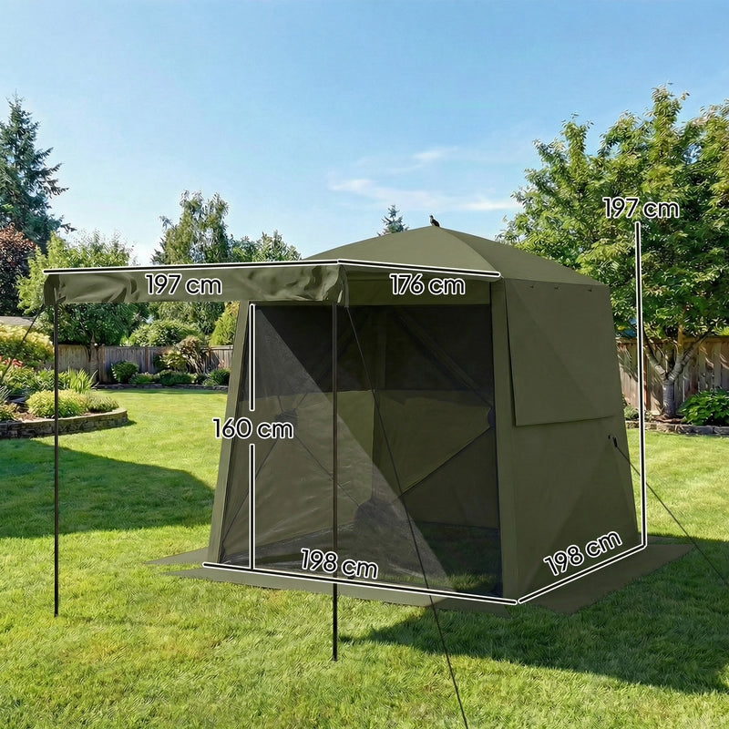 Pop Up Gazebo with Mesh Windows for Sun and Rain Shelter Easy Setup Outsunny