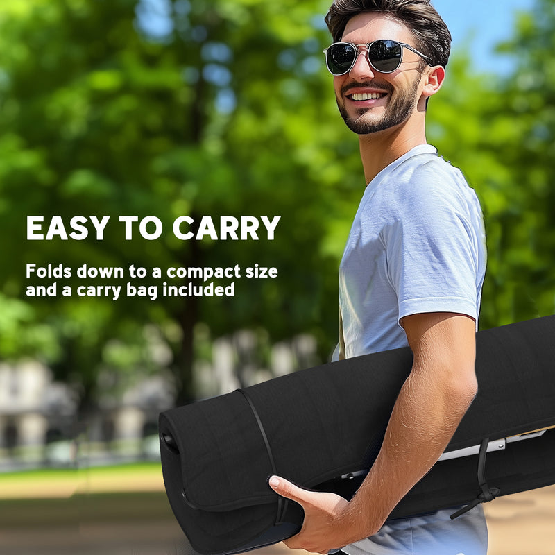 Adjustable Folding Camping Chair with Padded Seat and Backrest Support Black