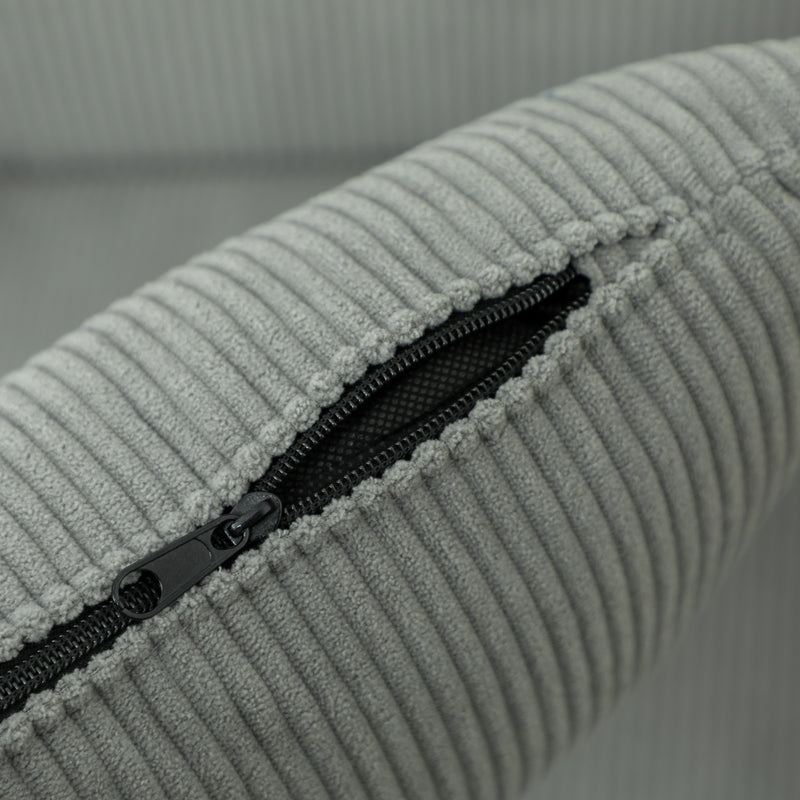 Light Grey Corduroy Retro Accent Chair with Wooden Legs by HOMCOM