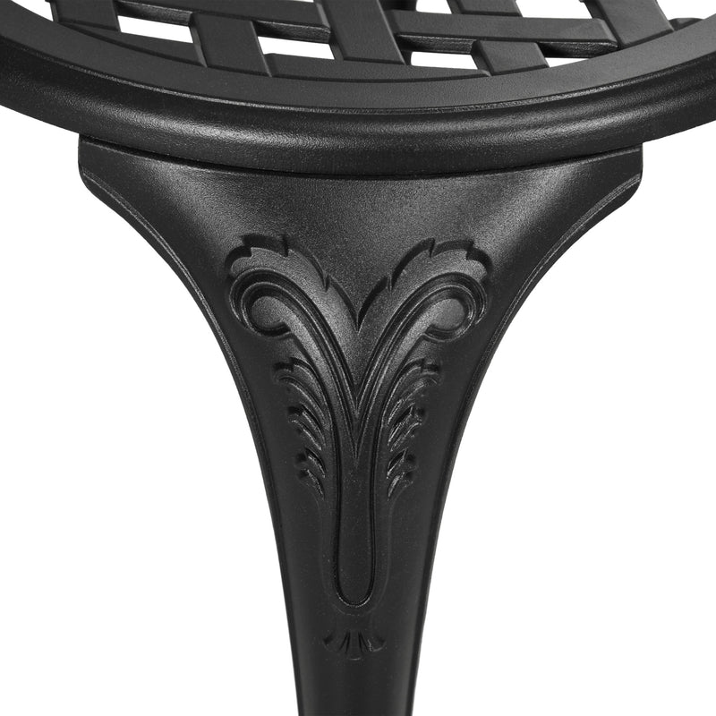 3 Piece Black Cast Aluminium Garden Bistro Set With Umbrella Hole by Outsunny