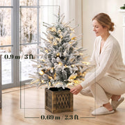 Dimensions diagram of the flocked table tree showing 0.9 m height and 0.69 m width