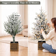 Before and after shaping comparison of the flocked table tree
