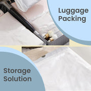 White bags used to wrap clothing inside a suitcase and for household storage