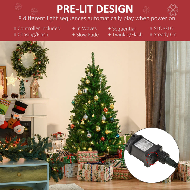 Pre-lit design panel listing the 8 light sequences with a close-up of the controller