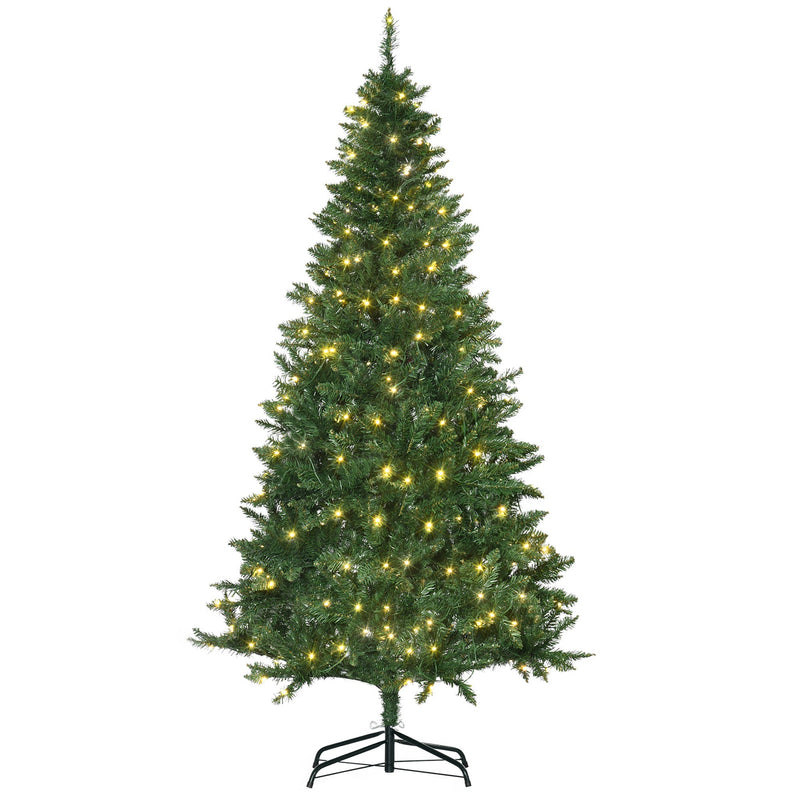 6ft pre-lit green Christmas tree with warm white LEDs on a white background