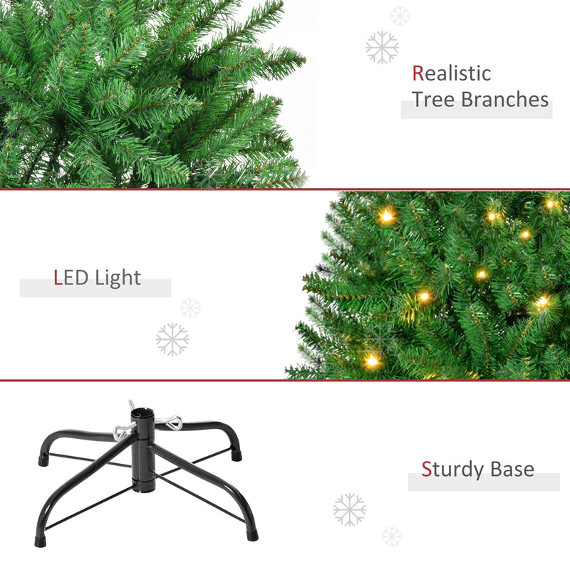Close-ups of realistic tree branches, LED lights and the sturdy metal base