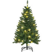 4ft green Christmas tree lit with warm white LEDs on a folding metal stand
