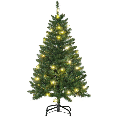 4ft pre-lit green Christmas tree with warm white LEDs on a white background