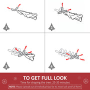 Four-step diagram showing how to spread out the branch tips, taking 25 to 35 minutes