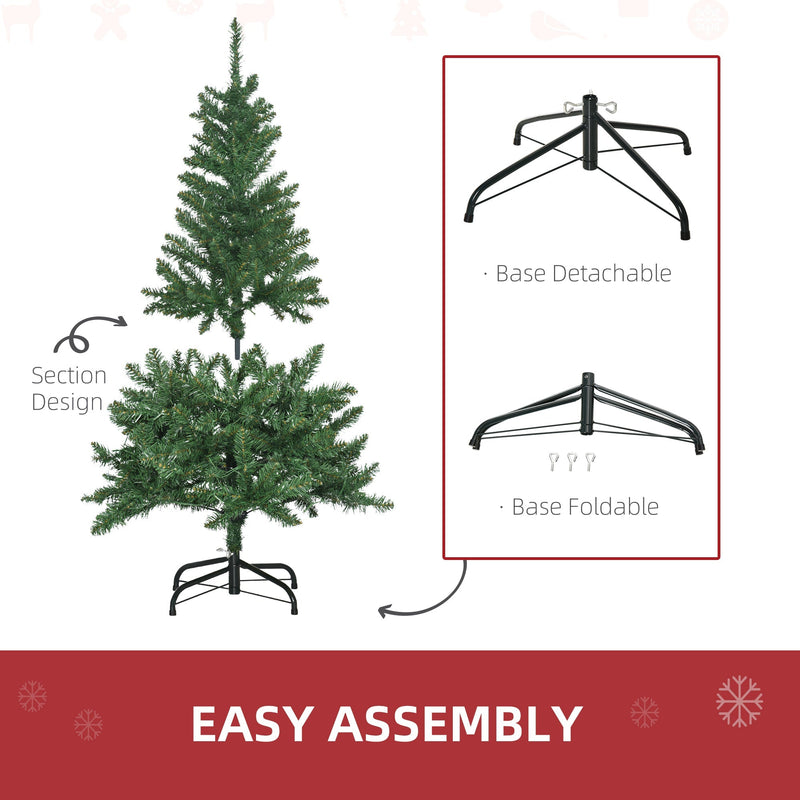 Sectional Christmas tree with detachable and foldable metal base shown in two positions