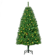 5ft pre-lit green Christmas tree with warm white LEDs on a white background