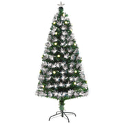 5ft fibre optic Christmas tree with white fibre tips, warm ball lights and a star topper on a black metal base