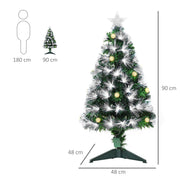 Dimensions diagram showing the 3ft tree at 90 cm high and 48 cm wide next to a 180 cm human silhouette