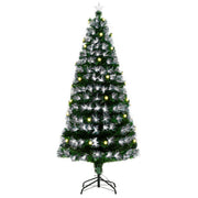 6ft fibre optic Christmas tree with white fibre tips, warm ball lights and a star topper on a black metal base
