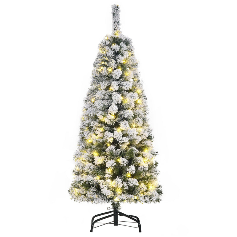 4ft pre-lit snow flocked Christmas tree on a black metal stand