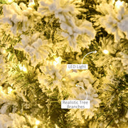Close-up of warm white LED lights among snow flocked branches on the 4ft tree