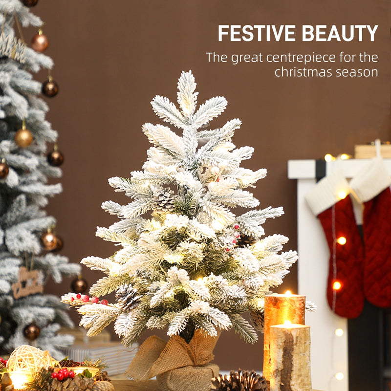 Festive Beauty scene with a glowing flocked mini tree beside a fireplace