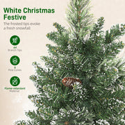 Feature graphic for frosted branches showing 64 tips, 6 pine cones and flame-retardant material