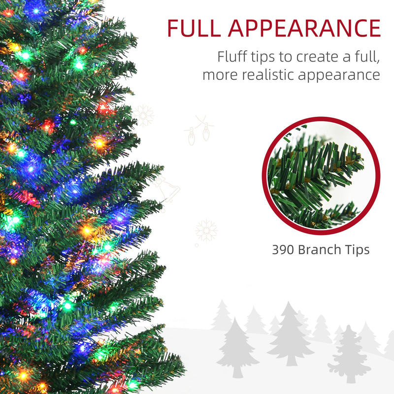 Close-up of lit branches with a callout for 390 branch tips