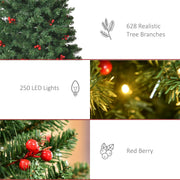 Panel showing 628 branches, 250 LED lights and red berries on the 6ft tree