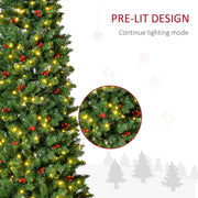 Close-up pre-lit design panel showing dense LED lights and red berries on the 7ft tree