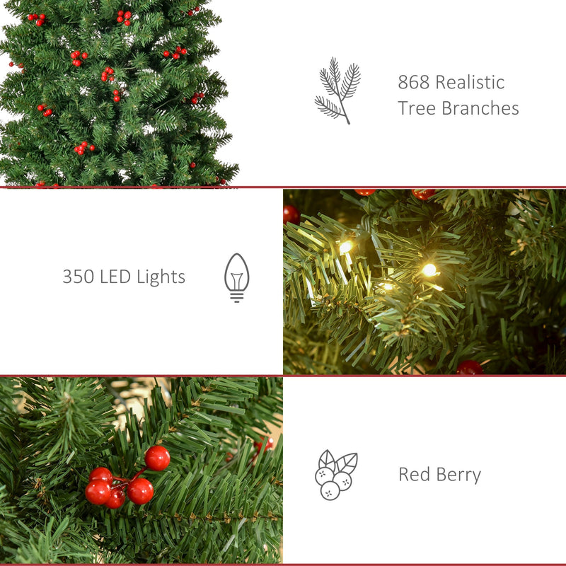 Panel showing 868 branches, 350 LED lights and red berries on the 7ft tree