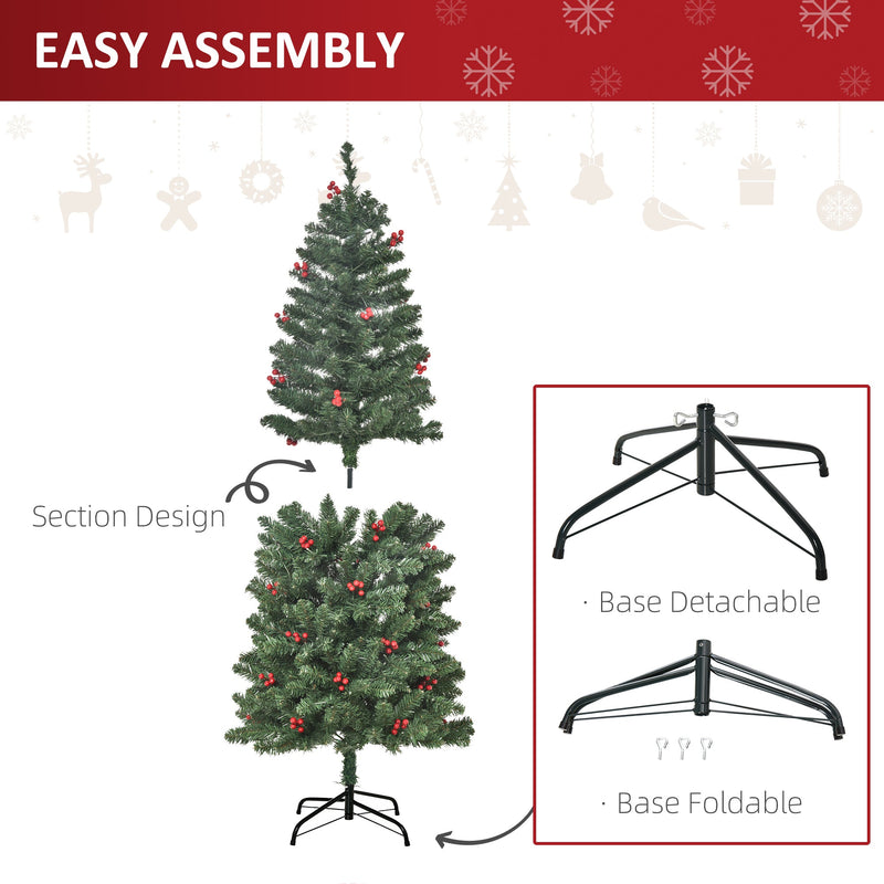 5ft tree built in two sections with detachable and foldable metal base