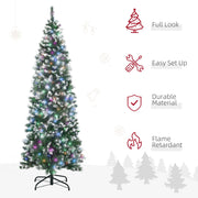 Slim Christmas tree with icons for full look, easy set up, durable material and flame retardant