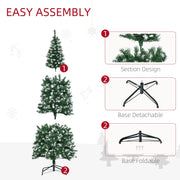 Assembly diagram showing the tree in three sections with a detachable and foldable base
