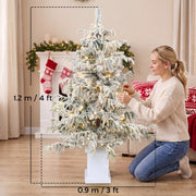 Dimensions diagram of the 4ft flocked Christmas tree showing 120 cm height and 90 cm width