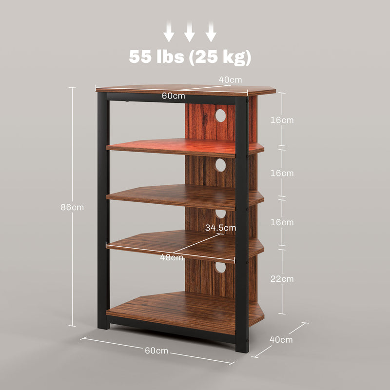 4 Tier Corner TV Stand with LED Lights and Storage for TVs up to 29 Inch, Grey