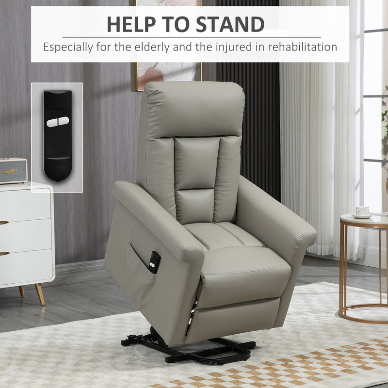Electric Recliner Armchair with Remote and Footrest for Elderly Comfort and Support Grey