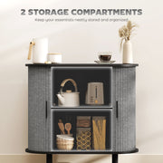 Modern Sideboard with Fluted Sliding Doors and Storage Shelves for Kitchen or Dining, Grey