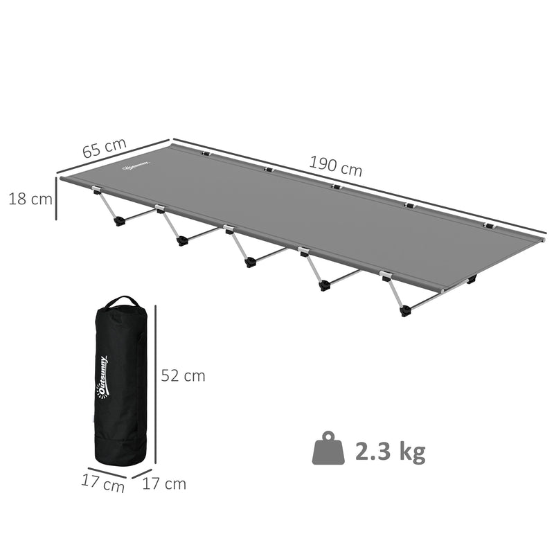 Camping Bed Foldable Lightweight Cot for Comfortable Sleep Off the Ground Dark Grey